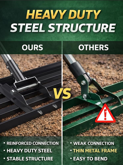 Heavy Duty Stainless Steel Lawn Leveling Rake 72" Long, 30x10in Yard Leveler for Golf & Garden Landscaping