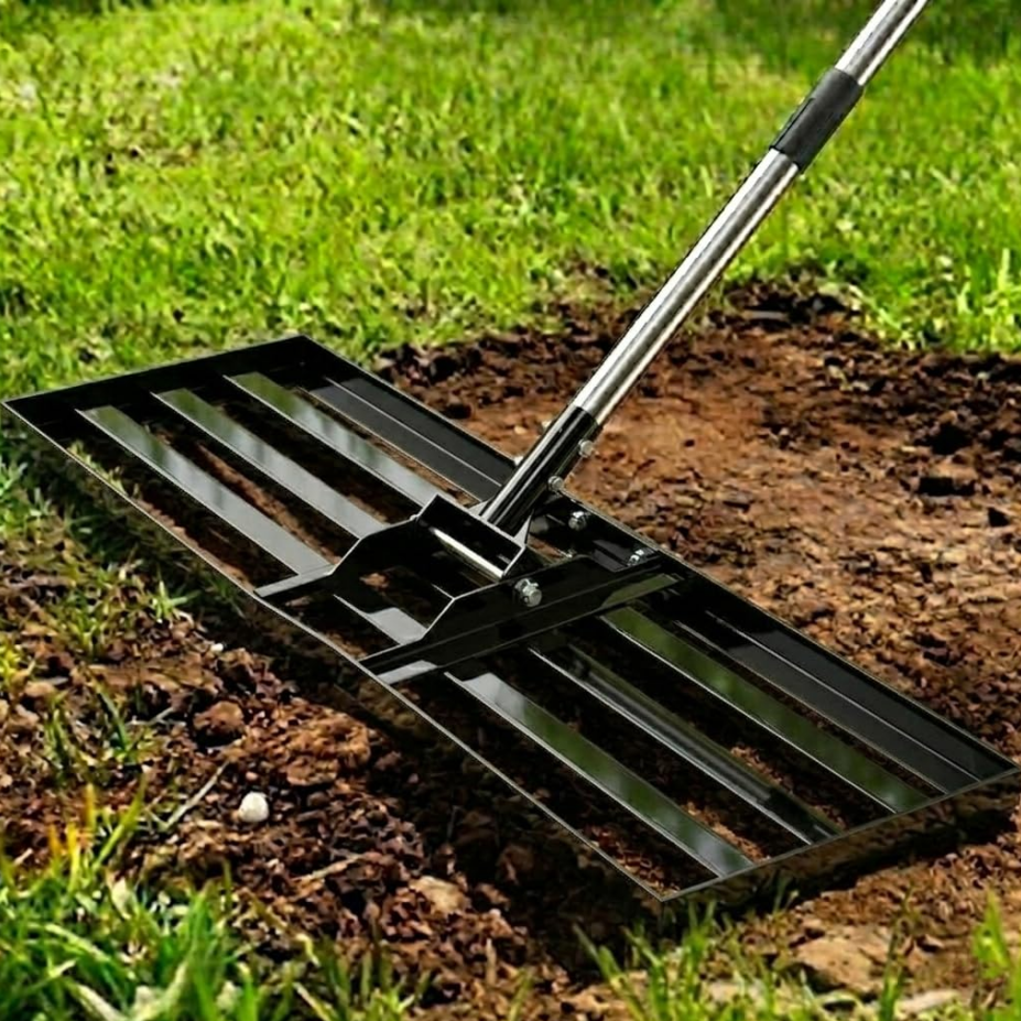 Heavy Duty Stainless Steel Lawn Leveling Rake 72" Long, 30x10in Yard Leveler for Golf & Garden Landscaping