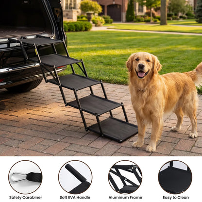 Portable Foldable 5 Step Dog Car Stairs, Anti-Slip Sturdy Pet Steps for SUV Truck Vehicles