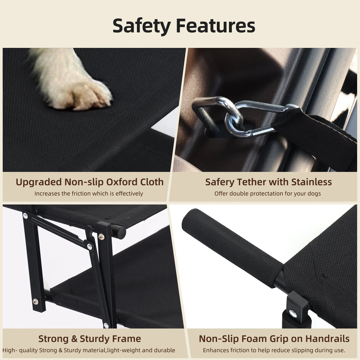 Portable Foldable 5 Step Dog Car Stairs, Anti-Slip Sturdy Pet Steps for SUV Truck Vehicles