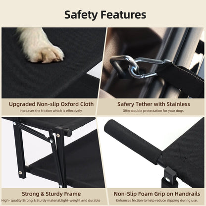 Portable Foldable 5 Step Dog Car Stairs, Anti-Slip Sturdy Pet Steps for SUV Truck Vehicles