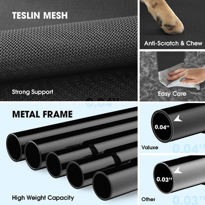 Breathable Mesh Elevated Cooling Dog Cot Bed for Large Dogs, Durable Easy Clean Indoor Outdoor Pet Raised Mat