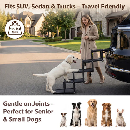 Portable Foldable 5 Step Dog Car Stairs, Anti-Slip Sturdy Pet Steps for SUV Truck Vehicles