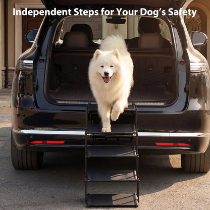 Portable Foldable 5 Step Dog Car Stairs, Anti-Slip Sturdy Pet Steps for SUV Truck Vehicles
