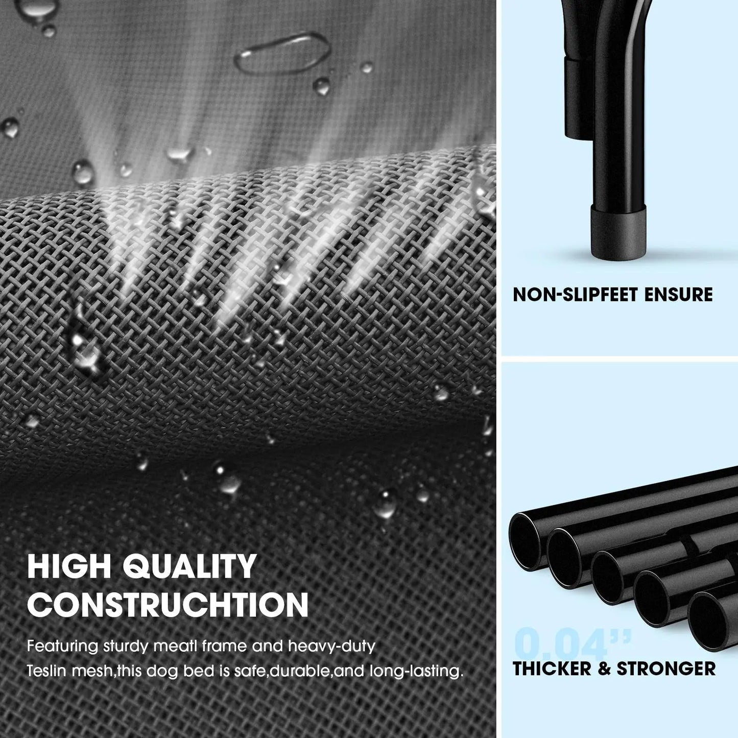 Breathable Mesh Elevated Cooling Dog Cot Bed for Large Dogs, Durable Easy Clean Indoor Outdoor Pet Raised Mat