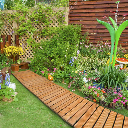 Weather Resistant Roll Up Cedar Wood Walkway, 8' Straight Decorative Garden Path for Outdoor Wedding Beach