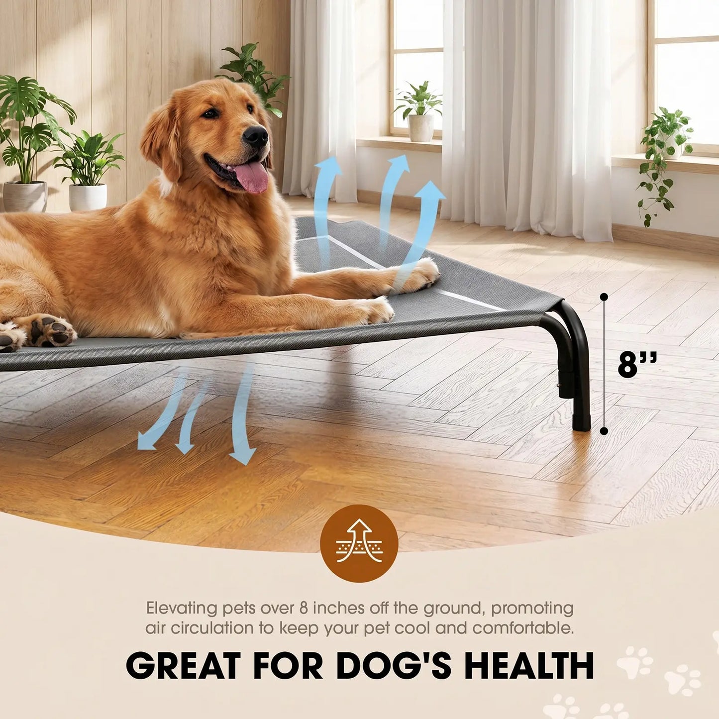 Breathable Mesh Elevated Cooling Dog Cot Bed for Large Dogs, Durable Easy Clean Indoor Outdoor Pet Raised Mat
