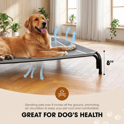 Breathable Mesh Elevated Cooling Dog Cot Bed for Large Dogs, Durable Easy Clean Indoor Outdoor Pet Raised Mat