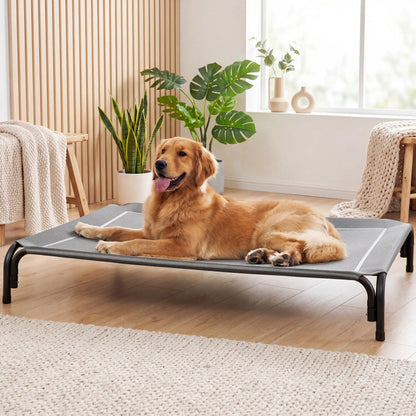 Breathable Mesh Elevated Cooling Dog Cot Bed for Large Dogs, Durable Easy Clean Indoor Outdoor Pet Raised Mat