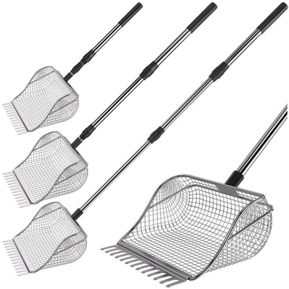 Adjustable Length Stainless Steel Chicken Coop Poop Scooper, Heavy Duty Poultry Manure Cleaning Shovel